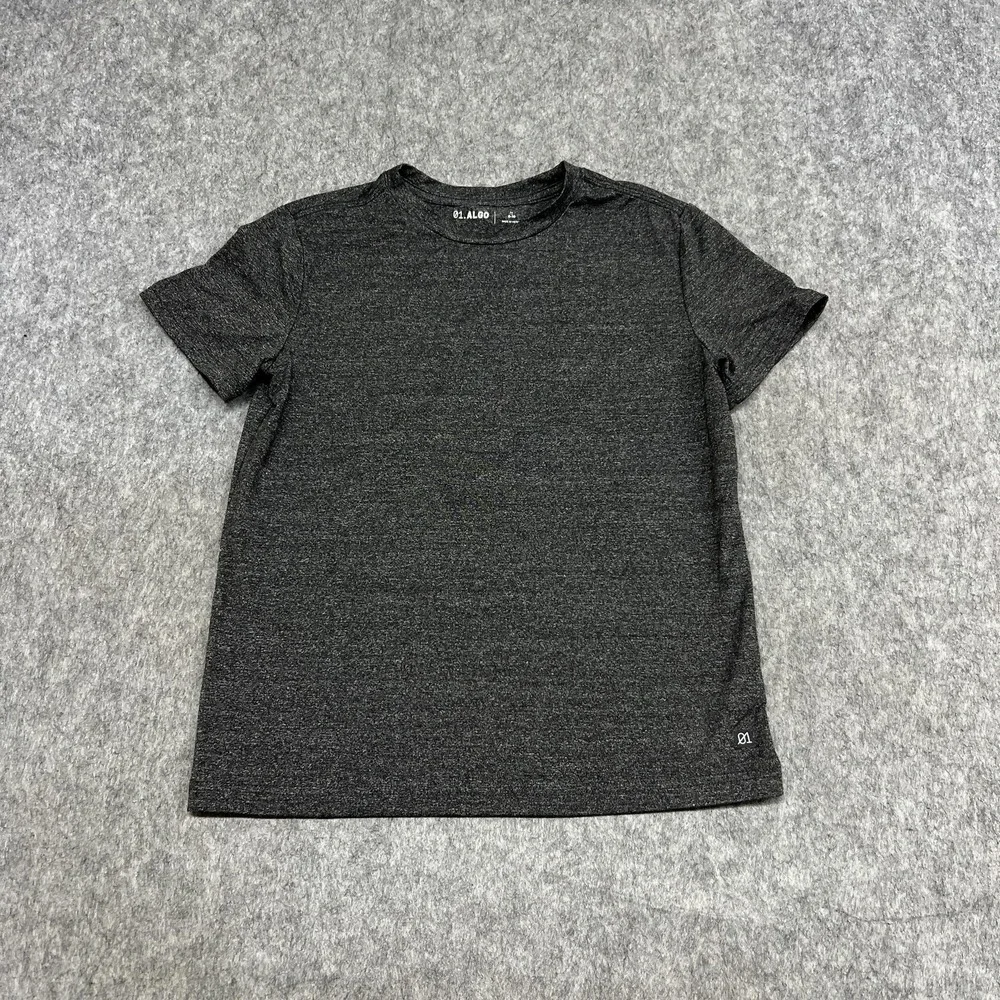 01.‎ ALGO Shirt Boys 8-10 Gray Short Sleeve Crewneck Stretch Athletic Youth